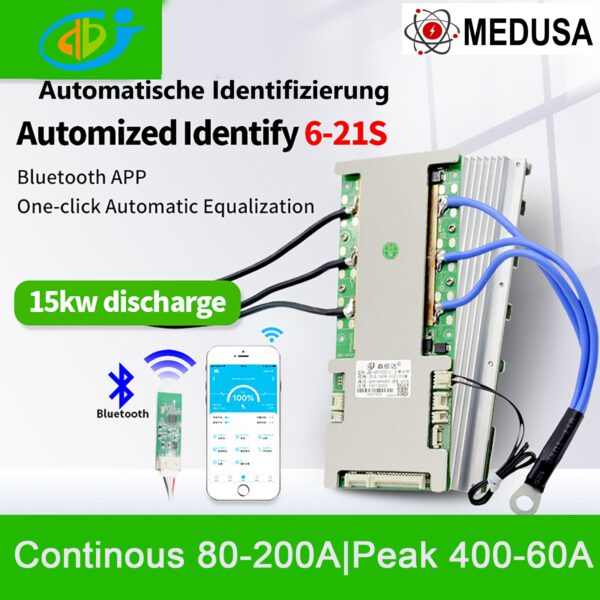 Smart BMS Lifepo4 21S 80A with balance and temp sensor, with UART&RS485